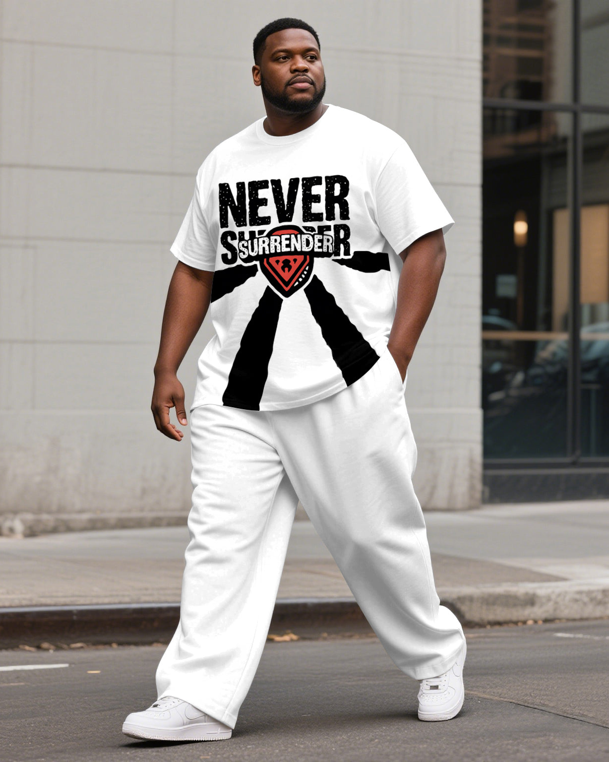 Big & Tall Streetwear T-Shirt Pants Set for big men view 1