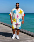 Big & Tall Floral T-Shirt Shorts Set for big men view 1