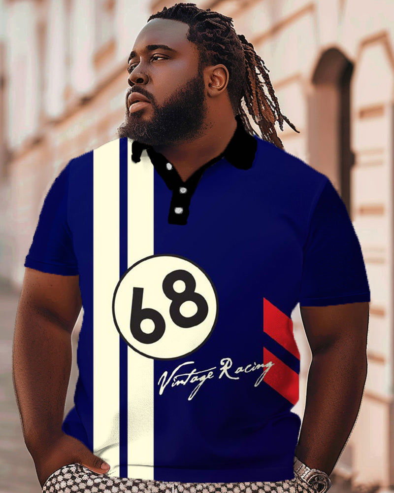 Big & Tall Hawaiian Athletic Polo Shorts Set for big men