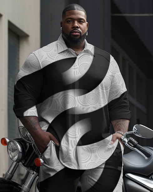 Big & Tall Colorblock Geometric Vest Pants Set for big men view 2