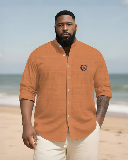Big & Tall Graphic Patchwork Long Sleeve Shirt for big men view 1