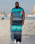 Big & Tall Black Blue Gradient Vest Pants Set for big men view 1