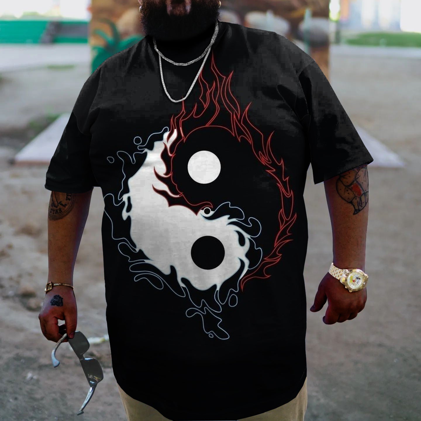 Big & Tall Black Streetwear T-Shirt for big men