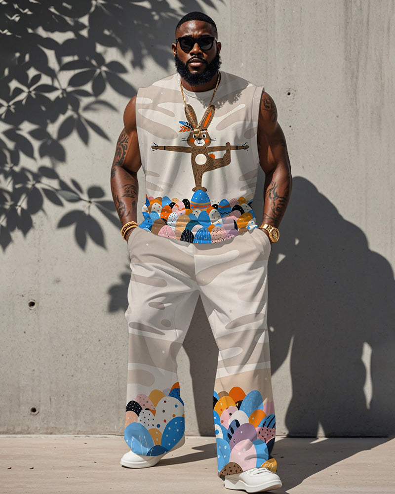 Big & Tall Graphic Vest Pants Set for big men view 1