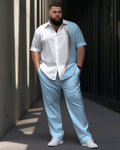 Big & Tall Blue Gradient Shirt Pants Set for big men view 1