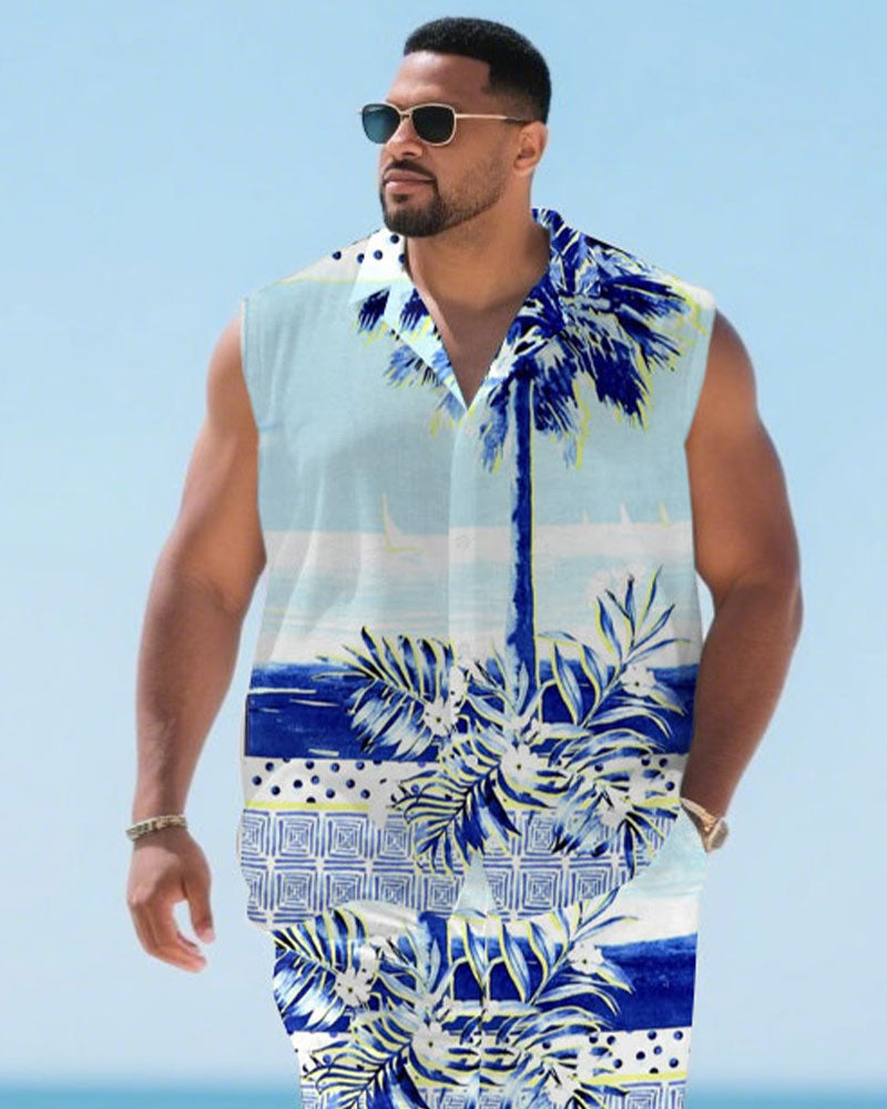 Big & Tall Hawaiian T-Shirt Shorts Set for big men view 2