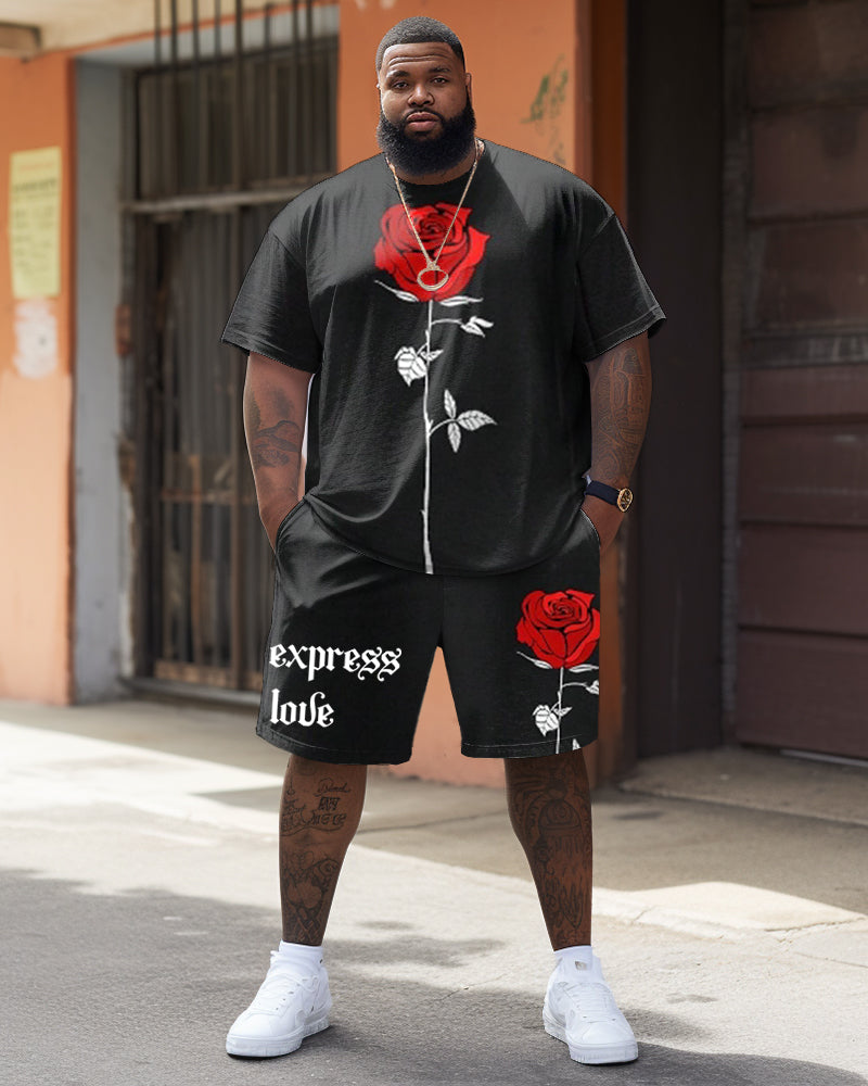 Big & Tall Graphic T-Shirt Shorts Set for big men view 1