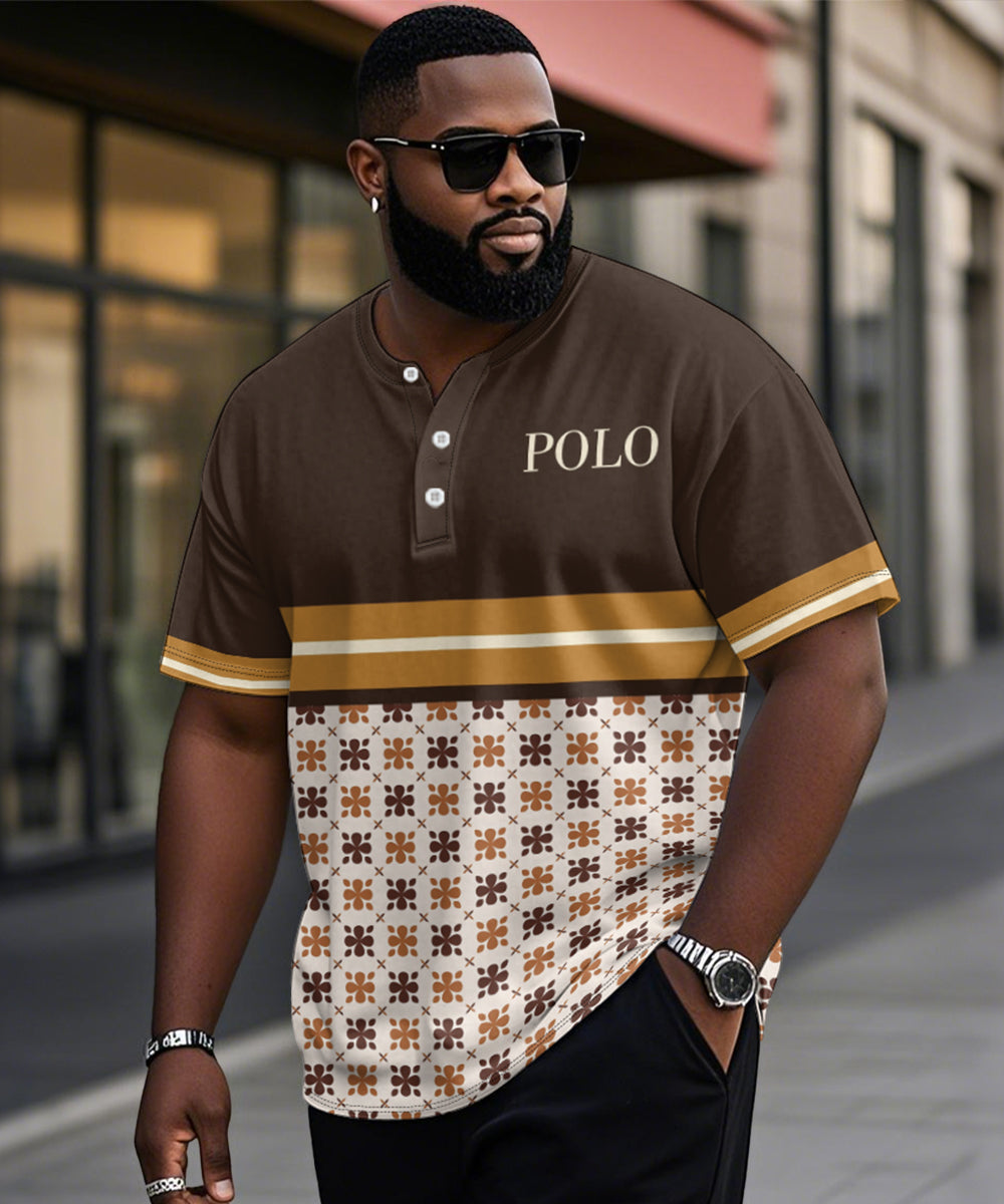 Big & Tall Brown Striped Graphic T-Shirt for big men view 1