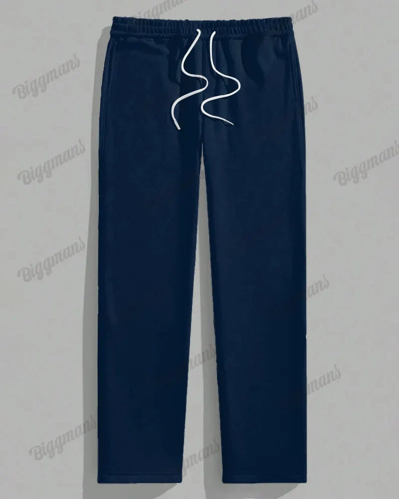 Big & Tall Khaki Blue Colorblock T-Shirt Pants Set for big men view 3