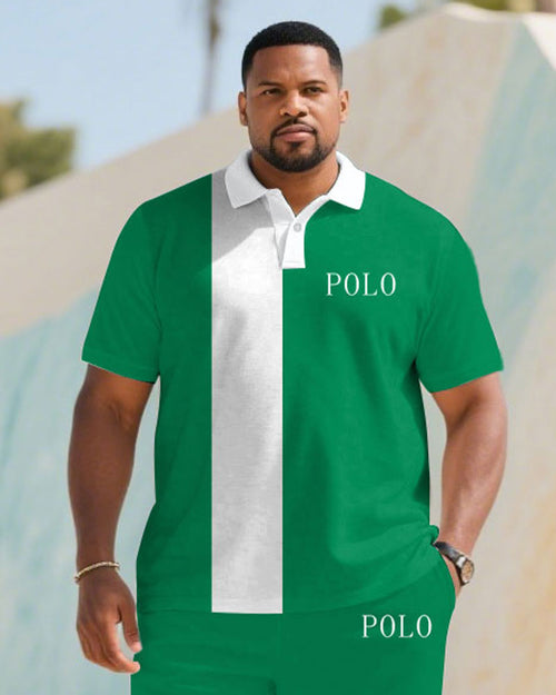 Big & Tall White Green Colorblock Jeans for big men view 2
