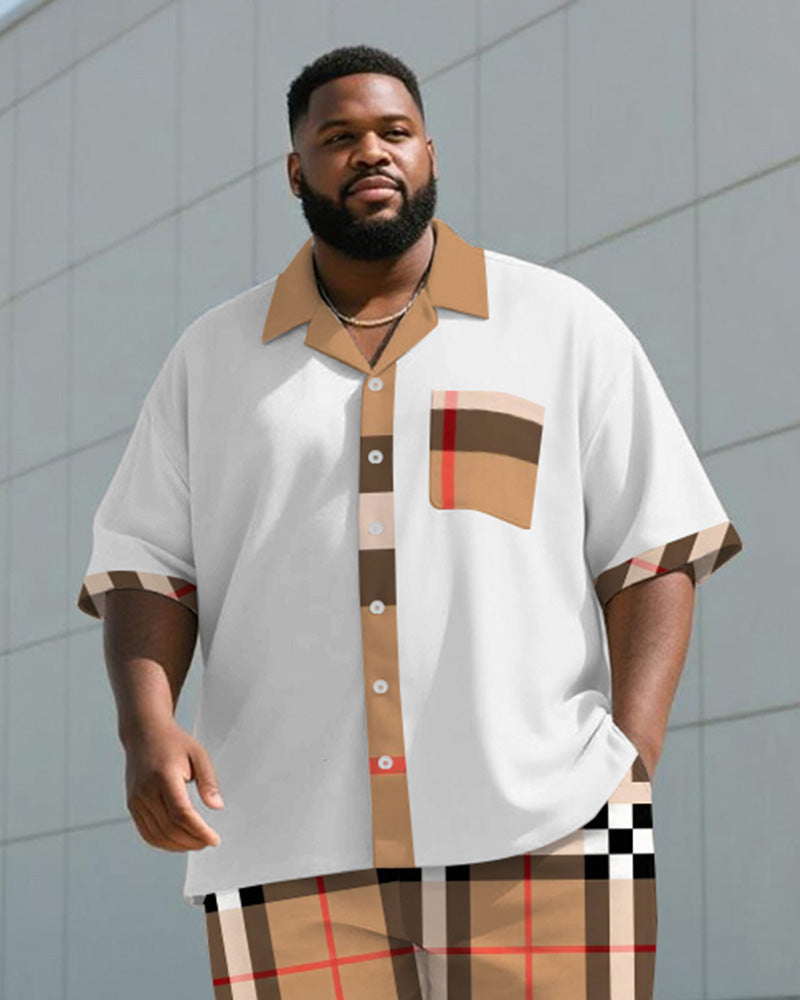 Big & Tall Khaki Graphic T-Shirt Shorts Set for big men view 2