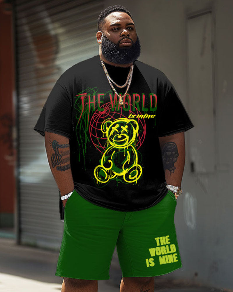 Big & Tall Graphic Graffiti T-Shirt Shorts Set for big men view 1