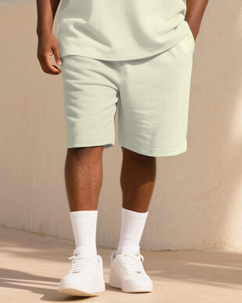 Big & Tall Geometric Striped Graphic Polo Shorts Set for big men view 3