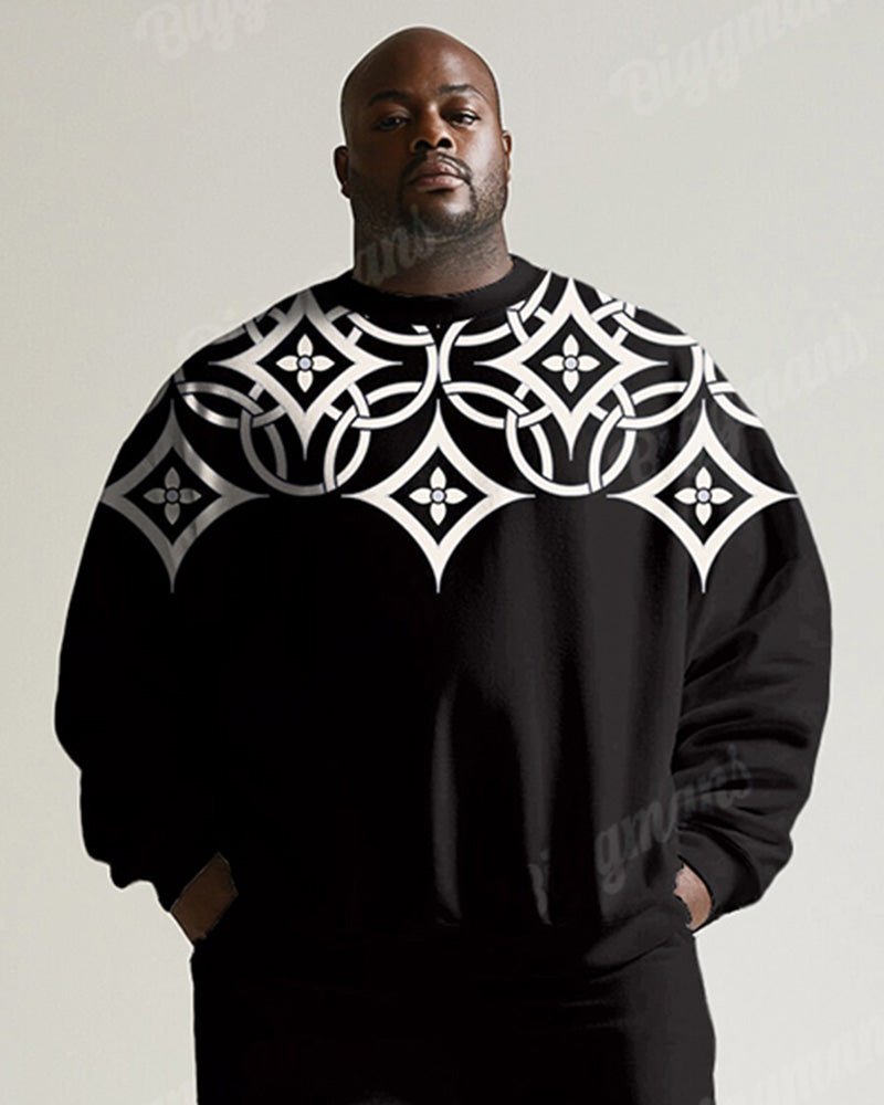 Big & Tall Black Vintage Two-piece Set for big men view 2