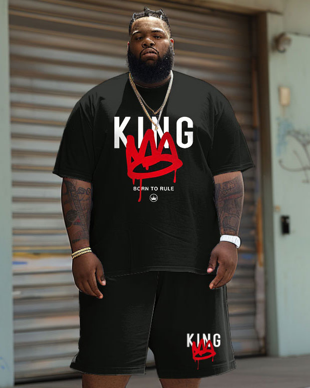 Big & Tall Graphic Graffiti T-Shirt Shorts Set for big men view 1