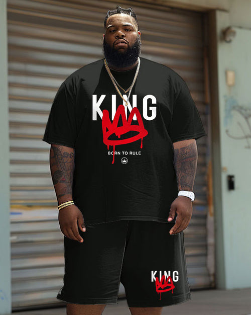 Big & Tall Graphic Graffiti T-Shirt Shorts Set for big men view 1