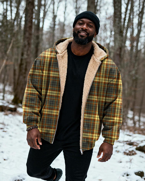 Big & Tall Yellow Plaid Graphic Hoodie for big men view 2