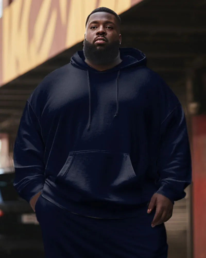Big & Tall Solid Color Athletic Hoodie Sweatpants Set for big men view 5