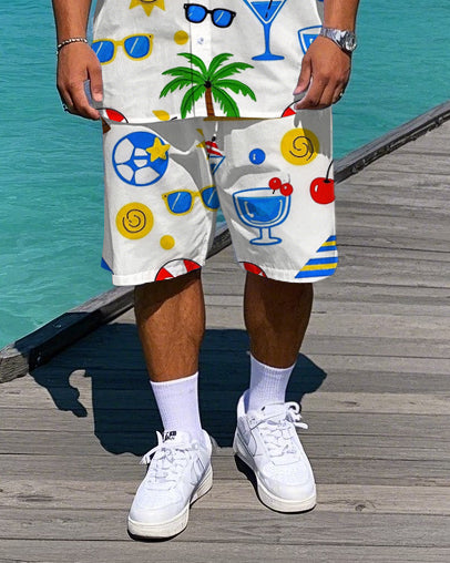 Big & Tall Hawaiian T-Shirt Shorts Set for big men view 3