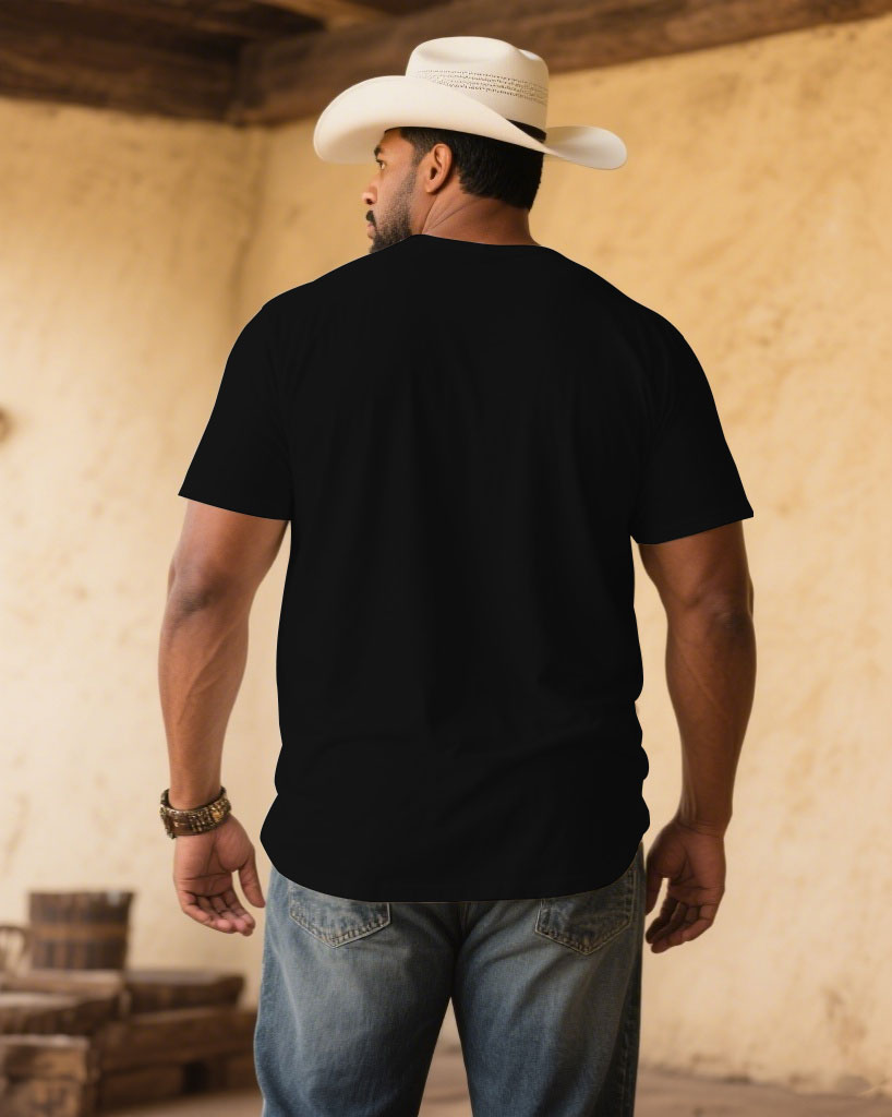 Big & Tall Black Western Denim T-Shirt for big men view 2