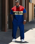 Big & Tall Blue Red Athletic Two-piece Set for big men view 1