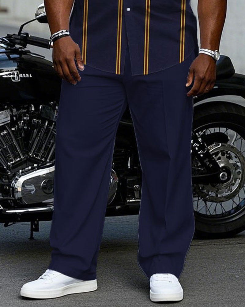 Big & Tall Purple Striped T-Shirt Pants Set for big men view 3