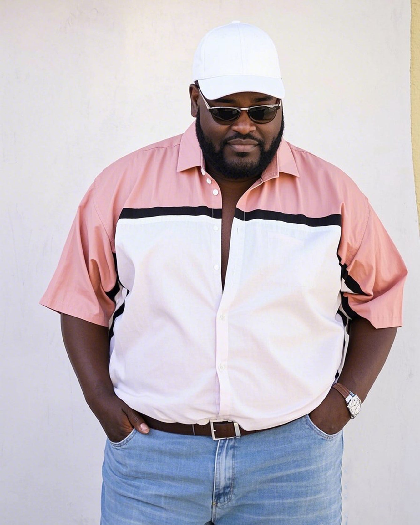 Big & Tall Colorblock Short Sleeve Shirt for big men