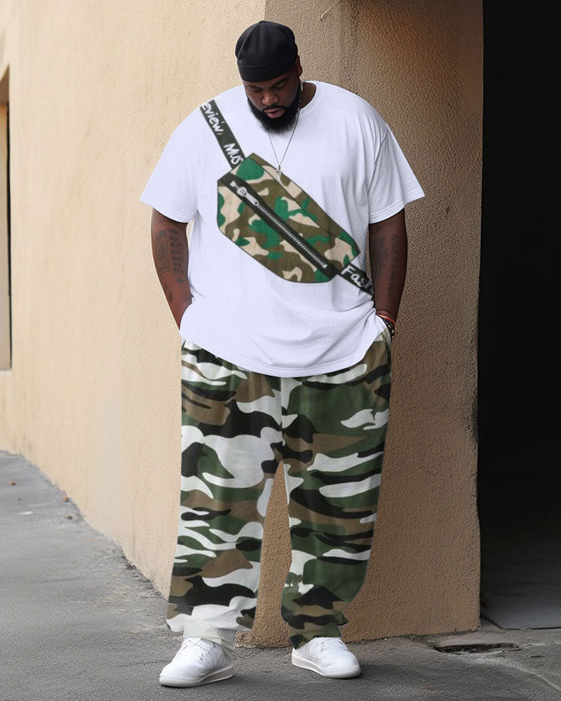 Big & Tall Camouflage Streetwear Two-piece Set for big men view 1