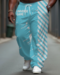 Big & Tall Striped Splash Ink Streetwear Pants for big men