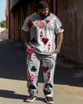Big & Tall Graphic Graffiti T-Shirt Pants Set for big men view 1