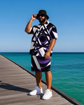 Big & Tall Geometric T-Shirt Shorts Set for big men view 1