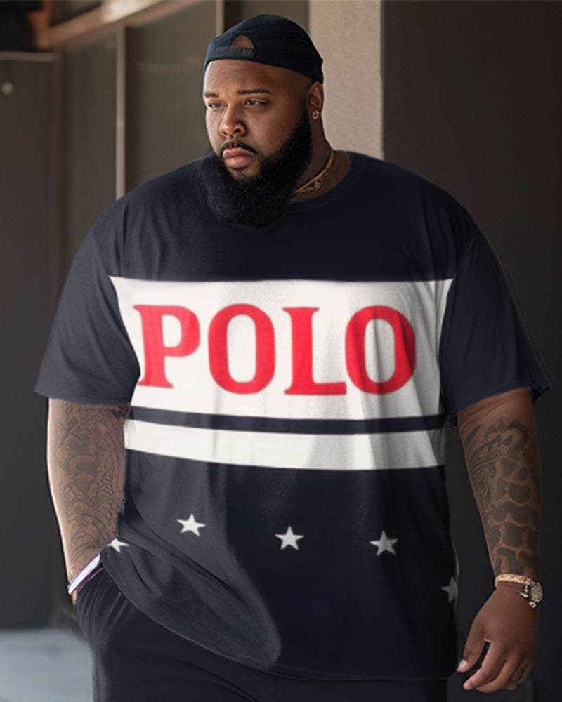 Big & Tall Colorblock Graphic Two-piece Set for big men view 2