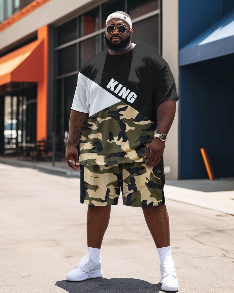 Big & Tall Colorblock Graphic T-Shirt Shorts Set for big men view 1