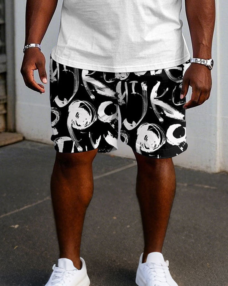 Big & Tall Streetwear T-Shirt Shorts Set for big men view 3