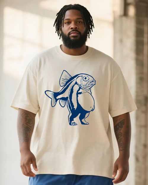 Big & Tall Graffiti Streetwear T-Shirt Shorts Set for big men view 2