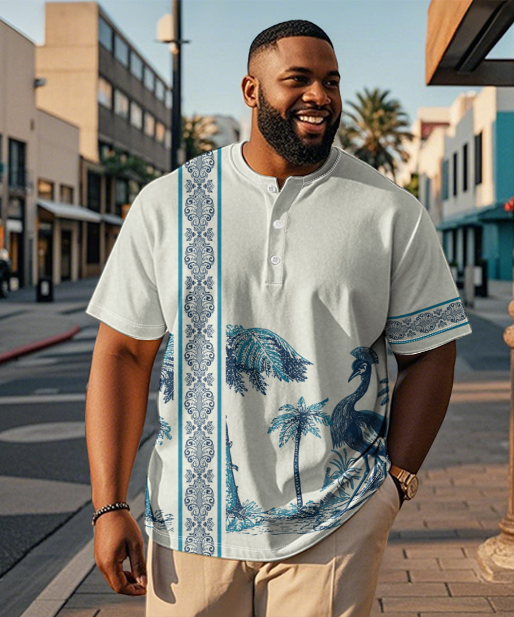 Big & Tall Blue Hawaiian Graphic T-Shirt for big men view 6