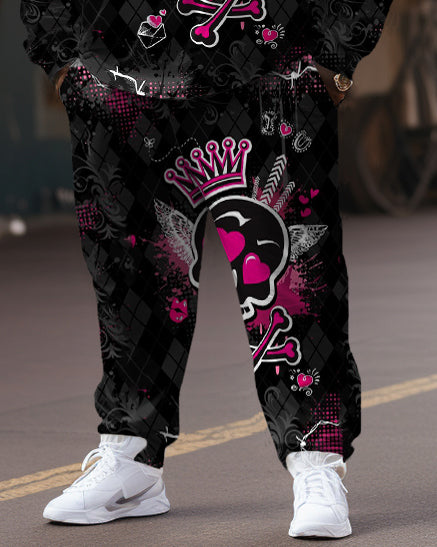Big & Tall Skull Hoodie Sweatpants Set for big men view 3