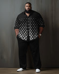 Big & Tall Black Gradient Shirt Pants Set for big men view 1
