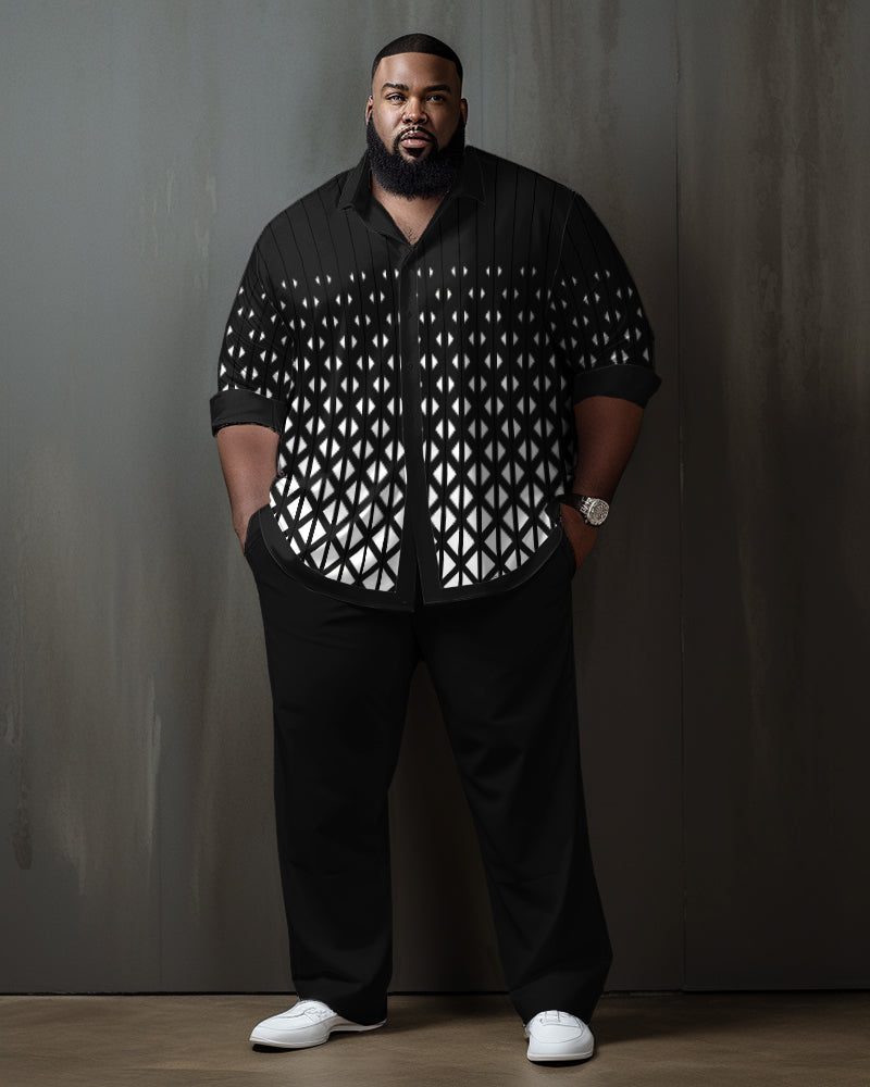 Big & Tall Black Gradient Shirt Pants Set for big men view 1