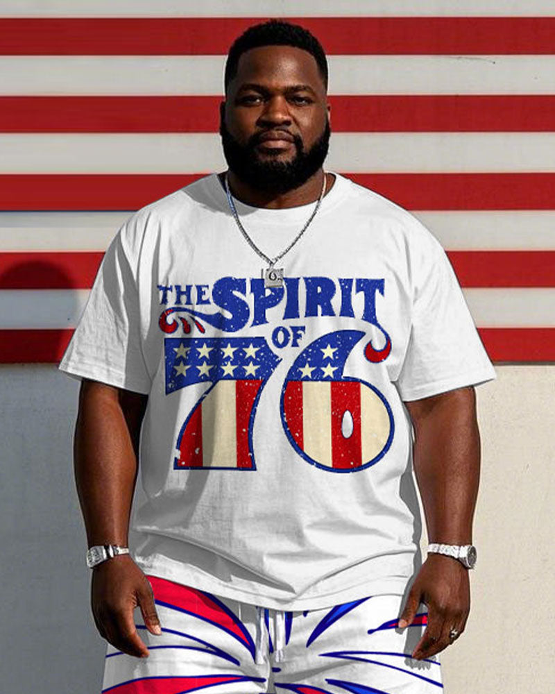 Big & Tall Streetwear T-Shirt Shorts Set for big men view 2