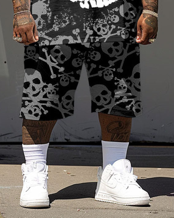 Big & Tall Graphic Streetwear T-Shirt Shorts Set for big men view 3