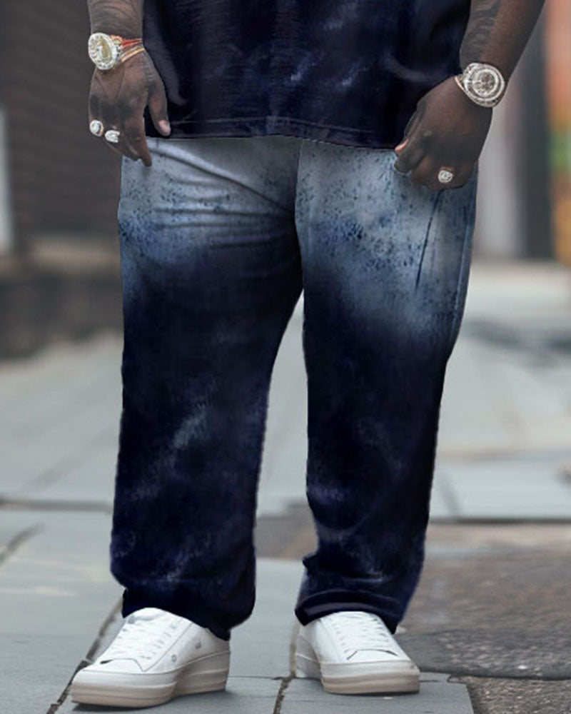 Big & Tall Graphic Streetwear T-Shirt Pants Set for big men view 3