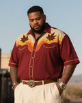 Big & Tall Western Denim Graphic Short Sleeve Shirt for big men