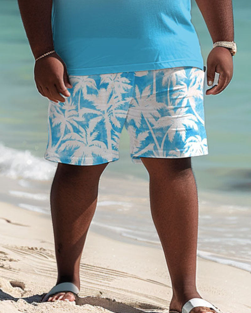 Big & Tall Hawaiian Gradient T-Shirt Shorts Set for big men view 4