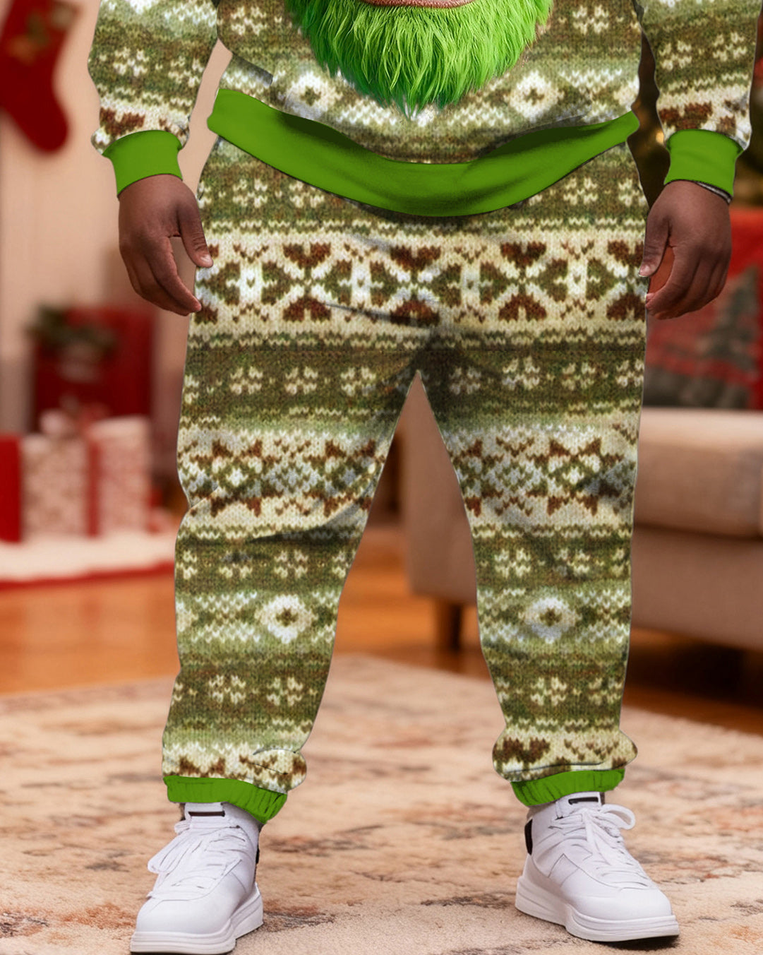 Big & Tall Green Graffiti Hoodie Sweatpants Set for big men view 4