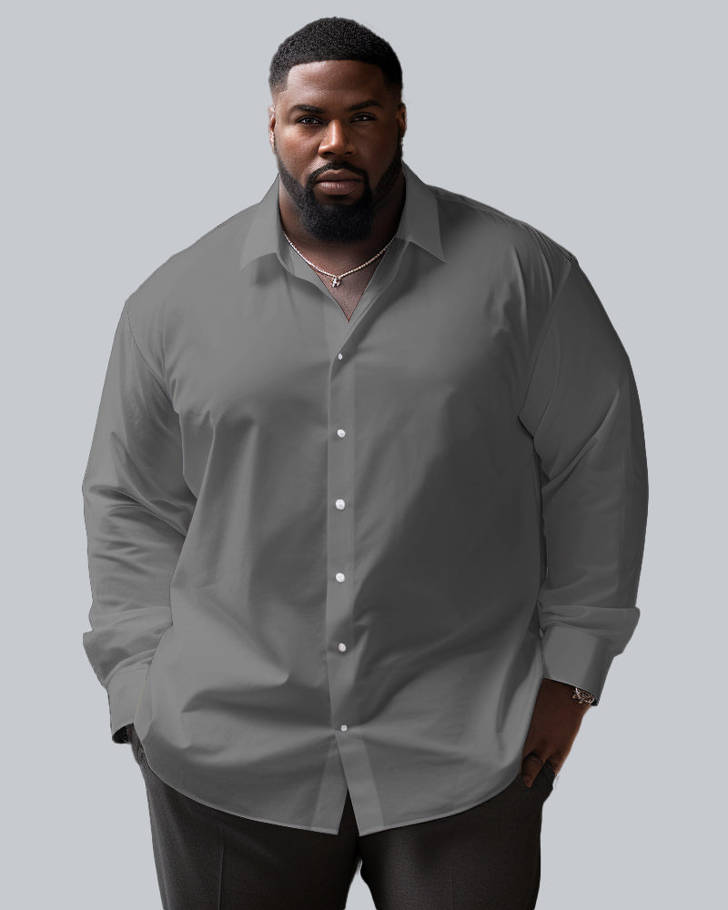 Big & Tall Solid Color Long Sleeve Shirt for big men view 7