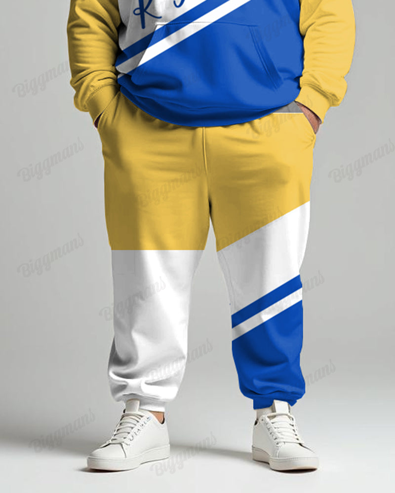 Big & Tall Colorblock Graphic Hoodie Sweatpants Set for big men view 4