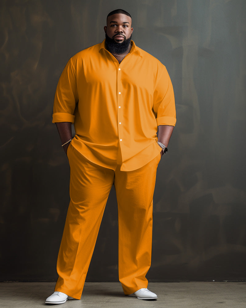 Big & Tall Solid Color Shirt Pants Set for big men view 6