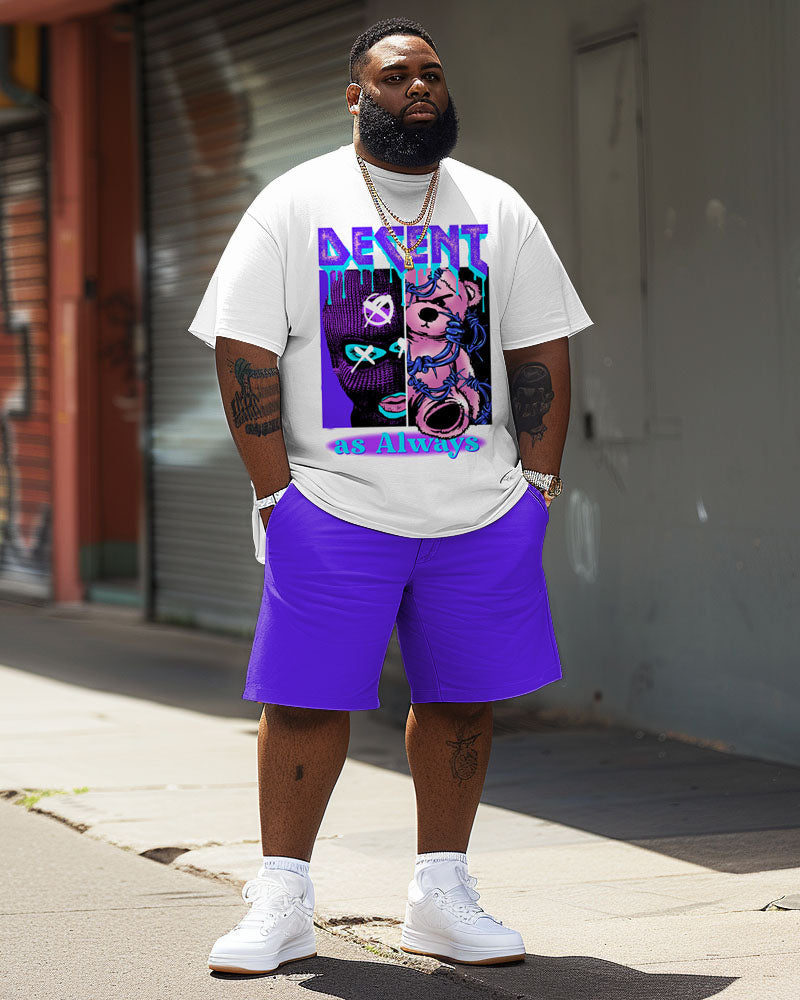 Big & Tall Graphic Graffiti T-Shirt Shorts Set for big men view 2