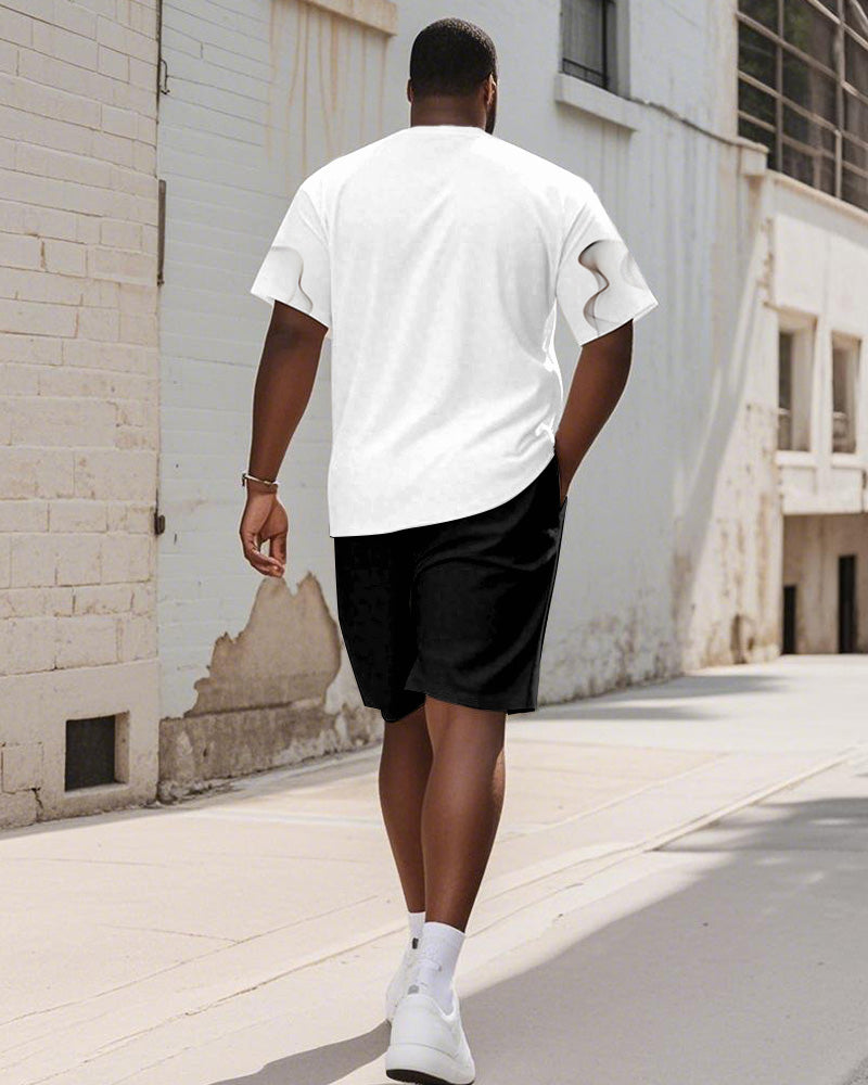 Big & Tall Gradient Graphic T-Shirt Shorts Set for big men view 4